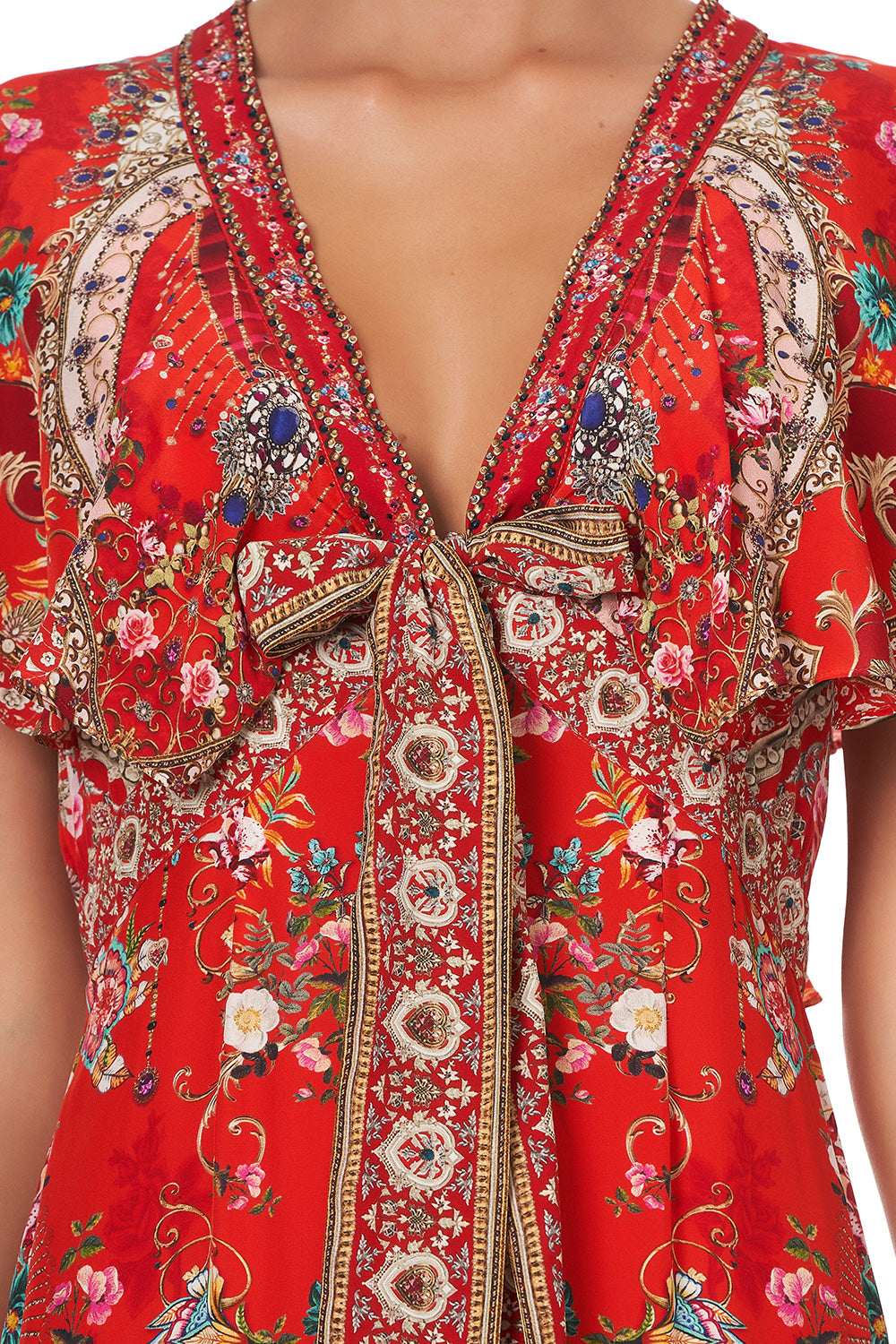 TIE FRONT MAXI WITH CENTRE FRONT SPLIT CAMEOS CAN CAN