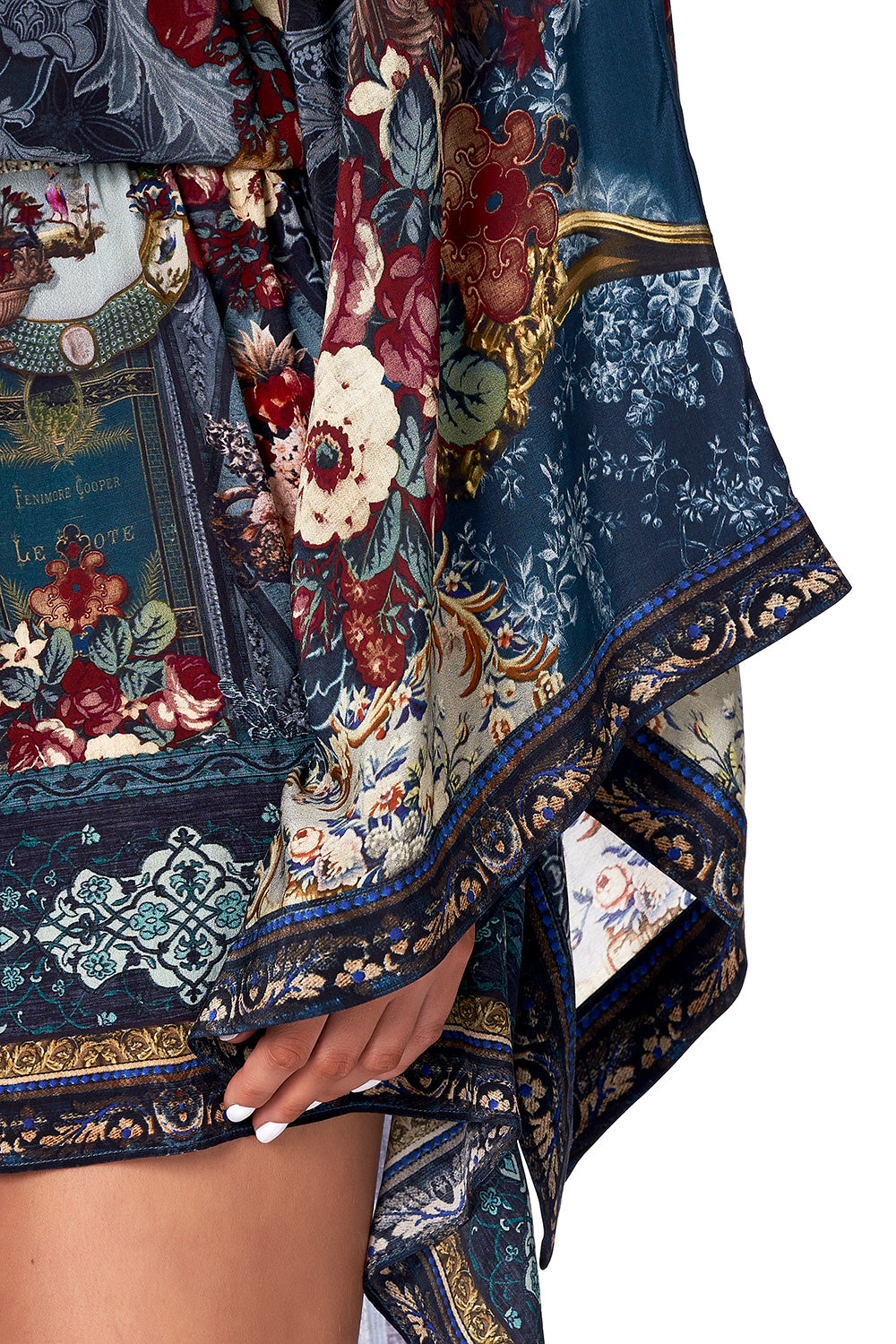 V-NECK KIMONO DRESS WITH TIE HOTEL BOHEME