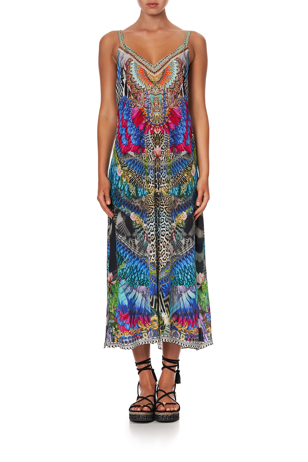 V NECK MIDI SLIP DRESS CAFE NAIROBI