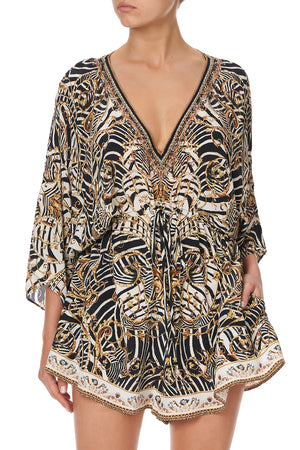 V-NECK ROMPER WITH SQUARE SLEEVE NIGHT WAITING FOR DAY
