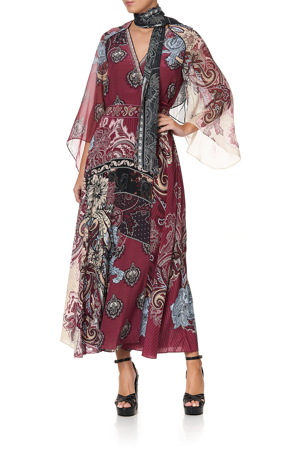 WRAP DRESS WITH NECK TIE TALE OF THE FIRE BIRD