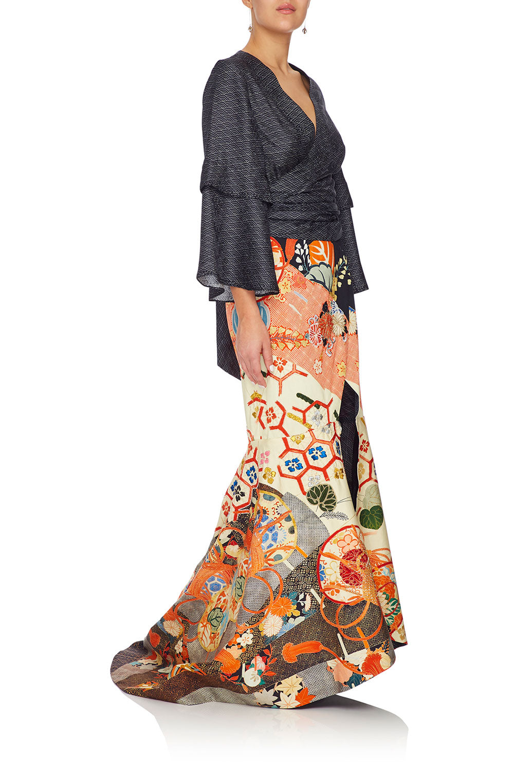 CAMILLA WRAP SKIRT WITH FRONT TUCKS KISSING THE SUN