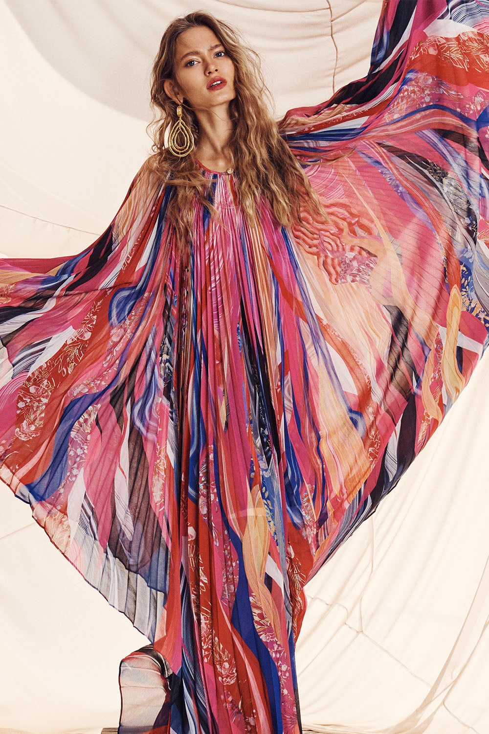 SUNRAY PLEATED KAFTAN FOLK RIVER