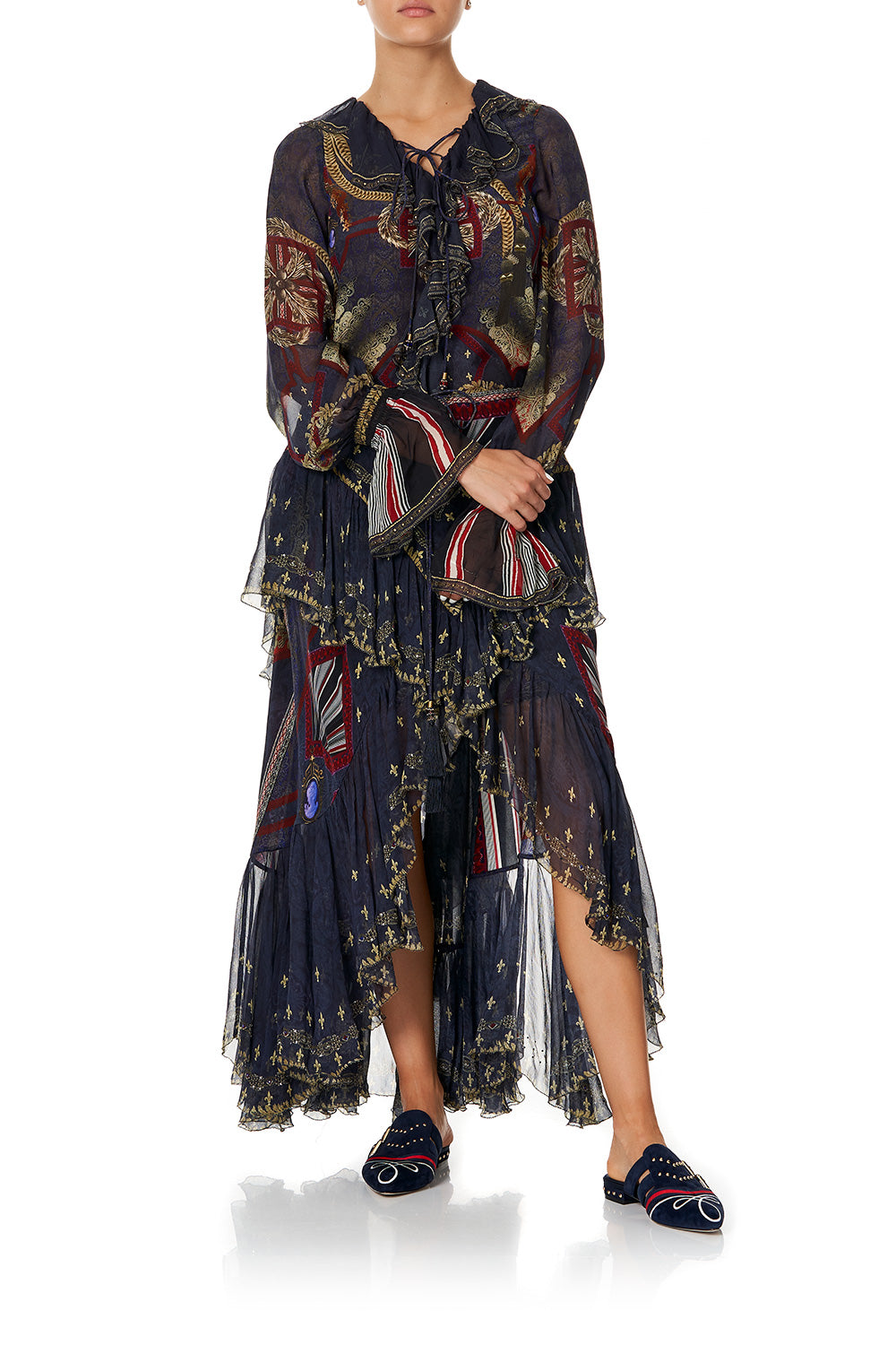 MAXI SKIRT WITH DOUBLE FRILL THIS CHARMING WOMAN