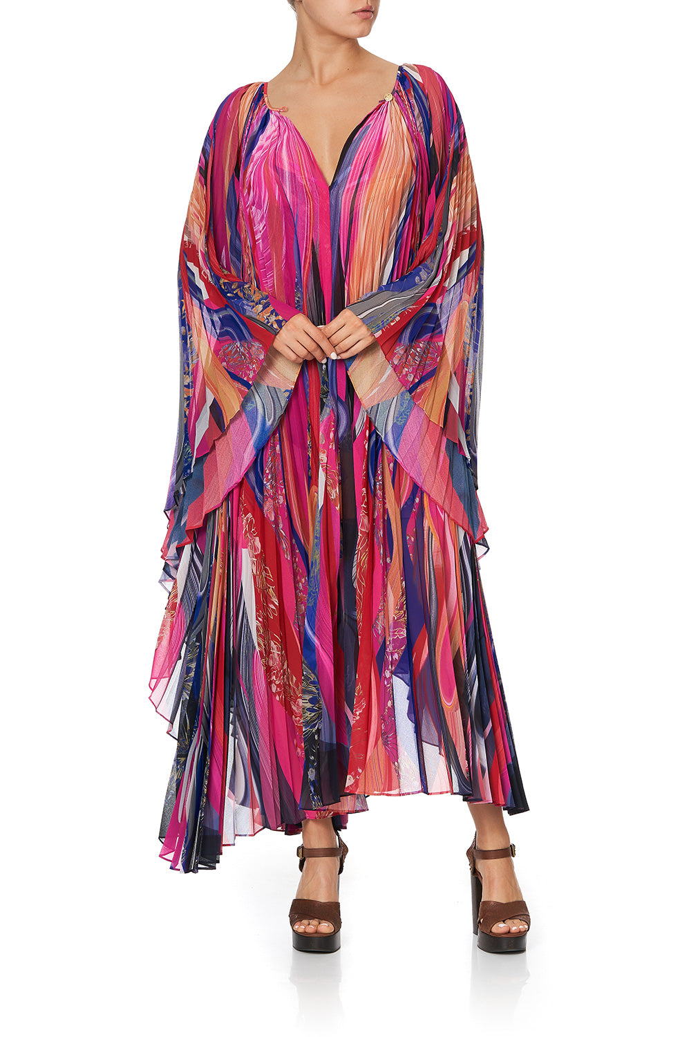 SUNRAY PLEATED KAFTAN FOLK RIVER