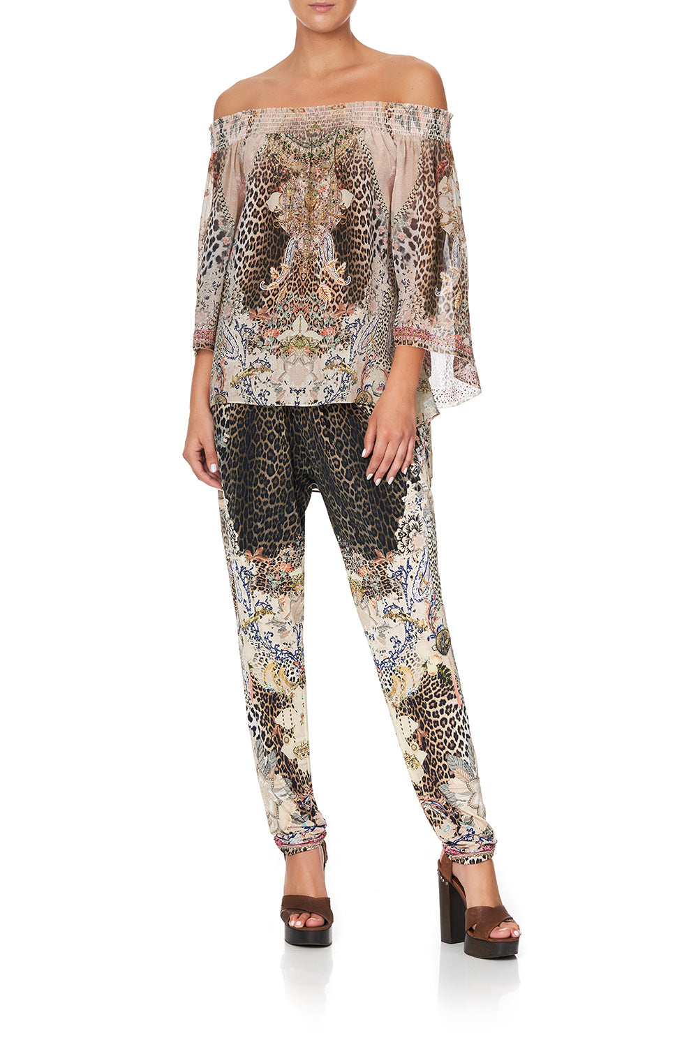 OFF SHOULDER SHIRRED BLOUSE FOREVER FOREVER