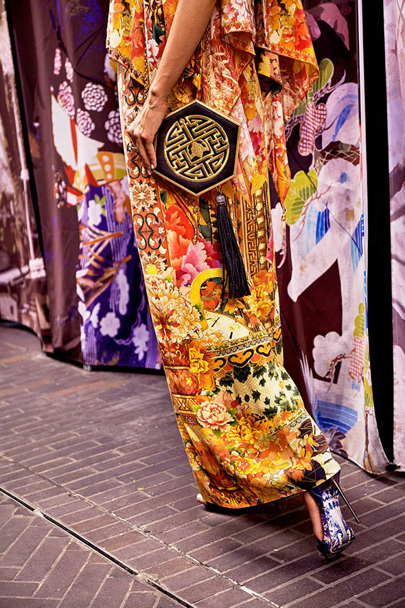 ECHOES OF ERHU POLYGON CLUTCH W/ TASSEL