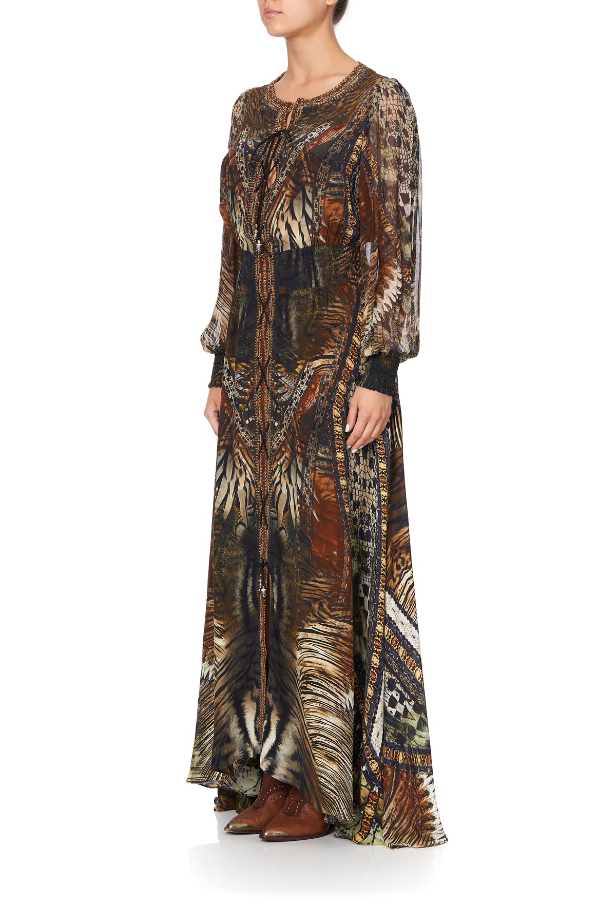 LACE UP DRESS WITH BLOUSON SLEEVE KAKADU CALLING