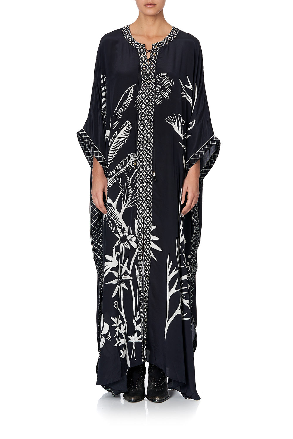 LONG LACE UP KAFTAN WITH EYELETS BOTANICAL BANDITS