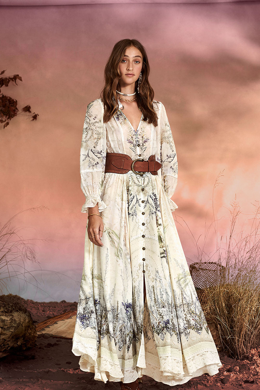 CINCHED LEATHER BELT TAN