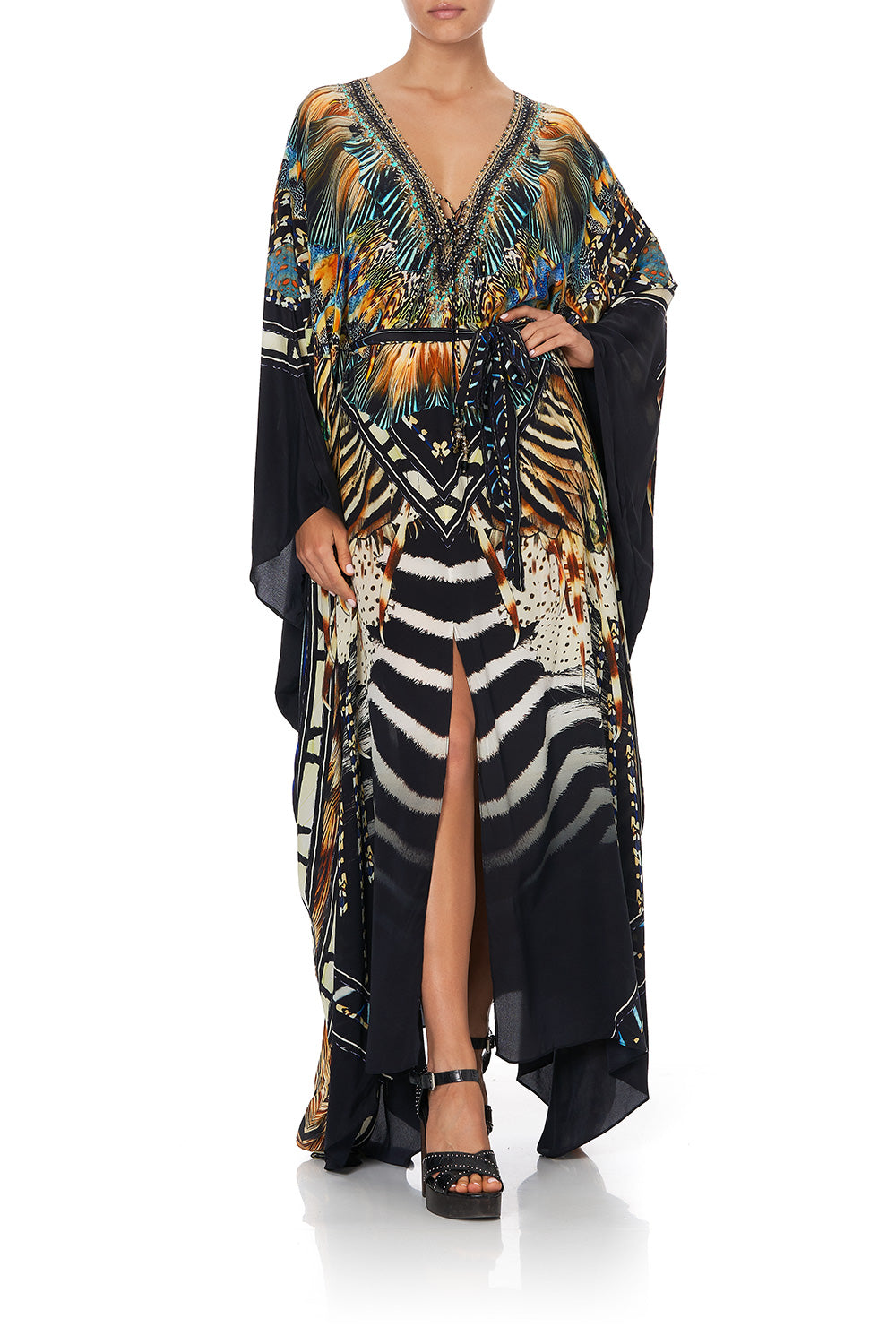 SPLIT HEM LACE UP KAFTAN LOST PARADISE