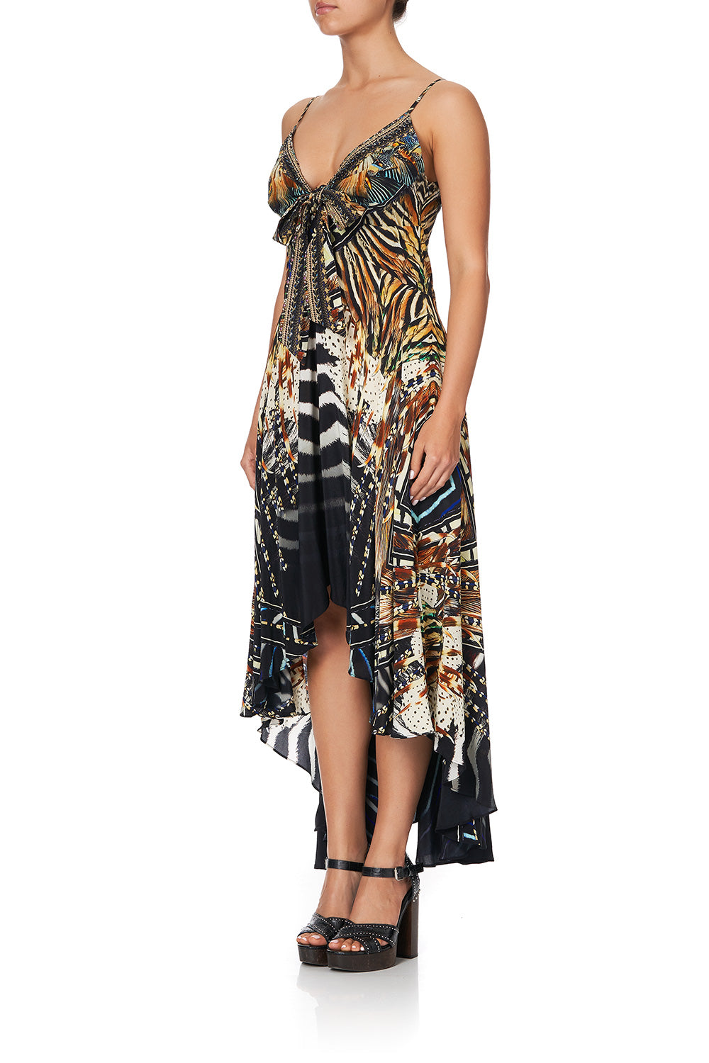 TIE DETAIL HIGH LOW DRESS LOST PARADISE