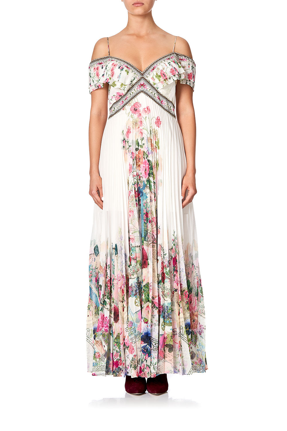 PLEATED DRESS WITH PLEAT SLEEVE JARDIN POSTCARDS