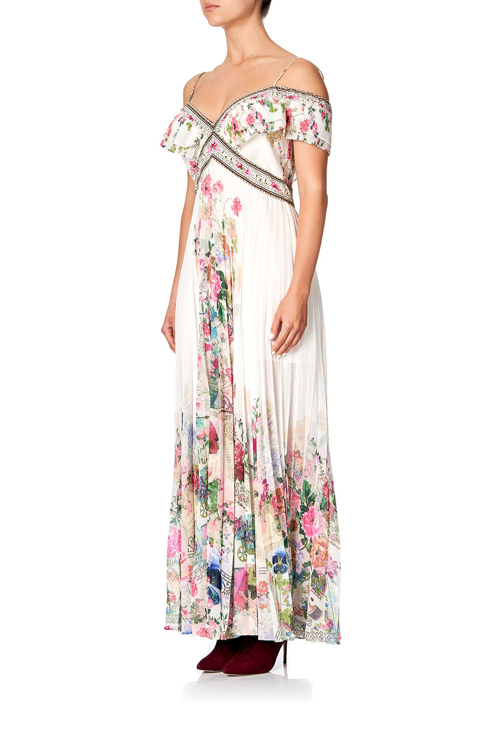 PLEATED DRESS WITH PLEAT SLEEVE JARDIN POSTCARDS