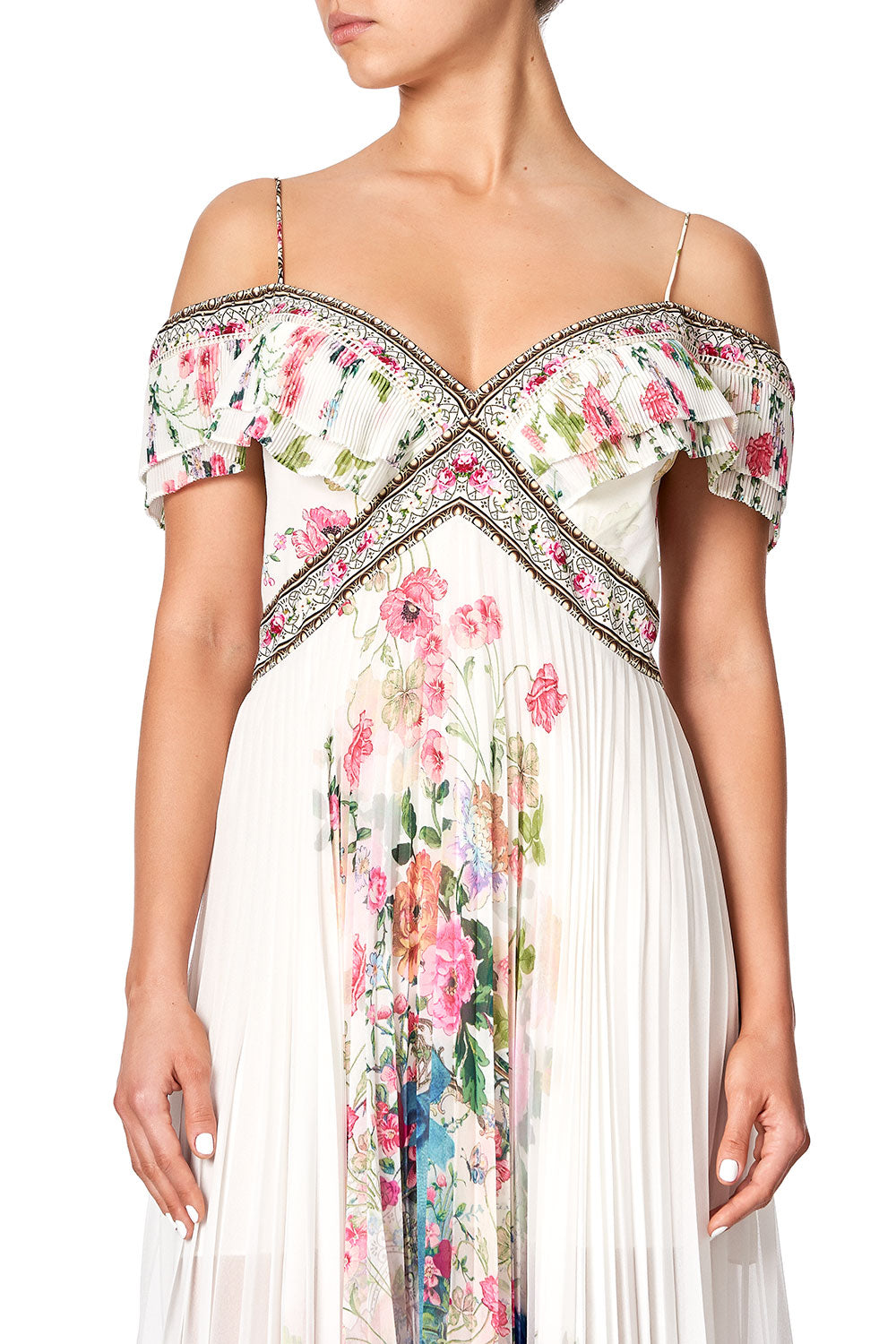 PLEATED DRESS WITH PLEAT SLEEVE JARDIN POSTCARDS