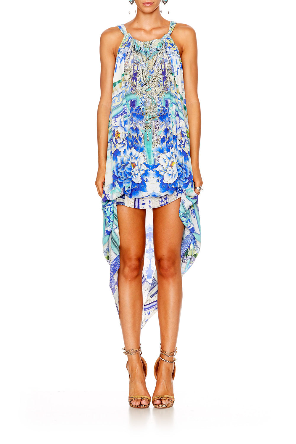 PORCELAIN PARADISE DRAWSTRING DRESS